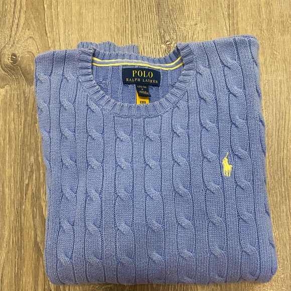 Polo Ralph Lauren Light Blue Cable Knit Sweater L (14-16) - Picture 3 of 9